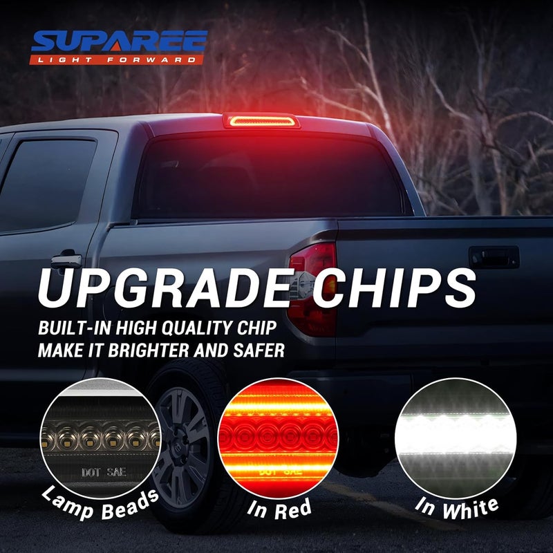 SUPAREE LED Third Brake Light Smoked Lens fit for 2007-2020 Tundra, 3rd Brake Light Assembly Roof White Cargo Light Red High Mount Lamp - Image 5